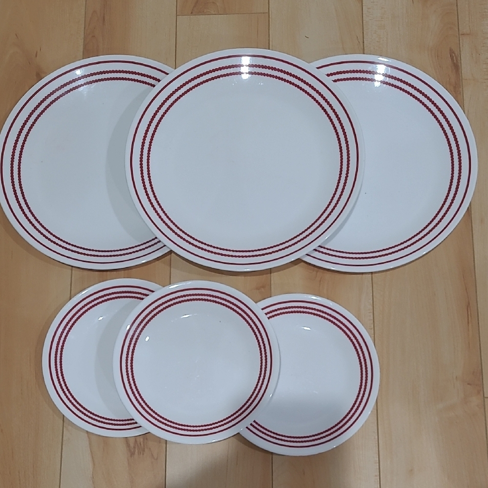Corelle Ruby Red Dishes, 3 Dinner Plates and 3 Small Plates